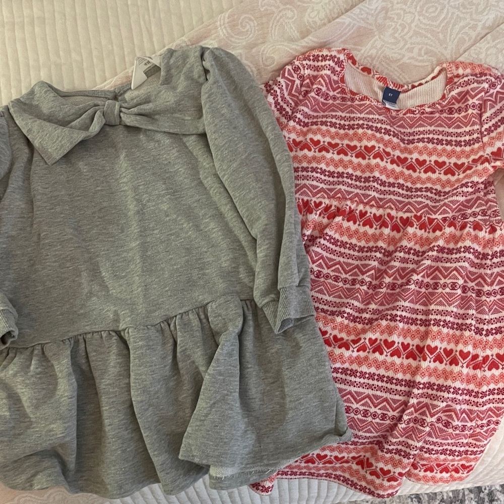 Bundle Gray and Red Toddler Girl Long Sleeve Dresses